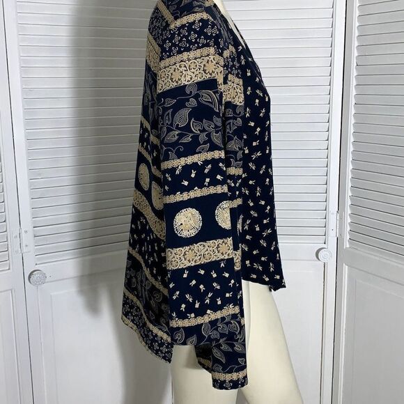 Vintage Alfred Dunner Oversized Mixed Print Layer Vest Button Down Blouse Size 1 - Picture 2 of 11